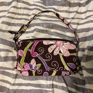 Vera Bradley Purple green paisley print zippered wristlet wallet